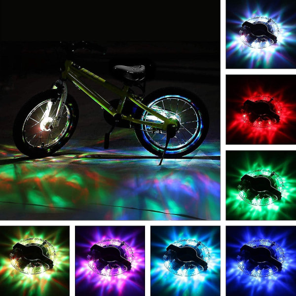 Oppladingsbare sykkelhjulsnavlampor Vattentäta akvarellstrålar Sykkelsikkerhetslampa Dekorasjonsljus for barn