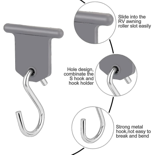 15 par markiskrokar RV RV markistillbehör S-formade krokar Lätt att installera för husbil husvagn utomhustält inomhus