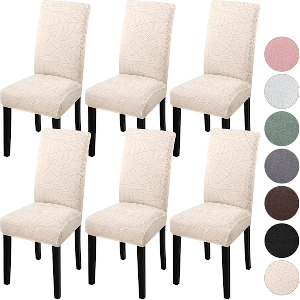 4-pack Julstolsöverdrag, Stretchigt Avtagbart Tvättbart Matrum Leaves-beige Leaves-beige 6
