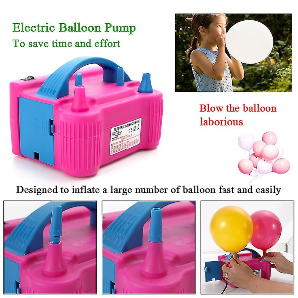 Hjemmeballon luftpumpe 220v-240v Elektrisk højeffekt to dyser luftblæser ballonpumpe hurtig bærbart oppusteligt værktøj