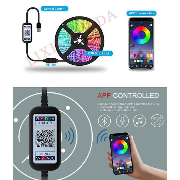 Smart WiFi LED-ljusremsa - 10m RGB Flerfärgad, Appstyrd, Perfekt för TV-bakgrund, Hemköksdekoration
