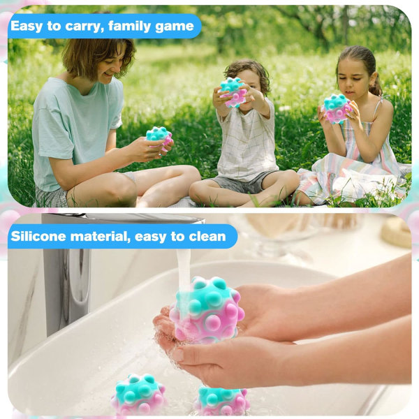 Pop Ball Fidget Legetøj, 3D Push Bubbles Silikon Sensoriske Pop Stress Bolde til barn, Sansebold Legetøj Anti-ångest Lindra Stress Hand