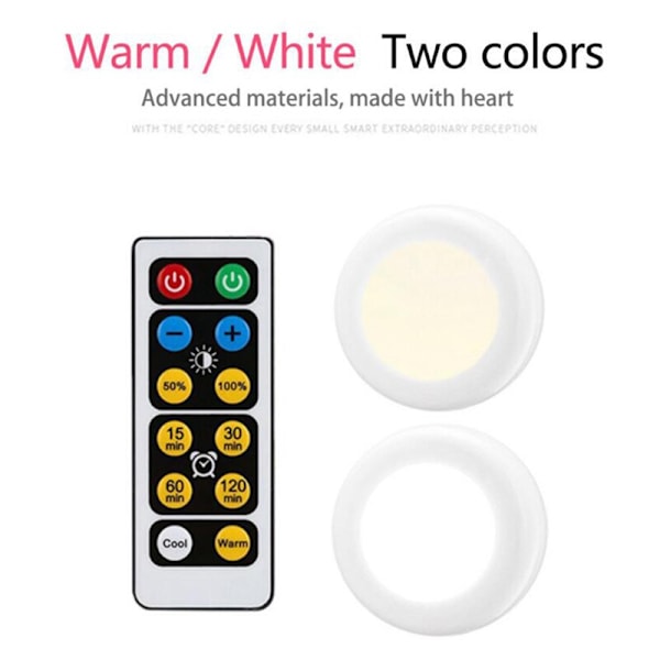 Trådløse dimmbare underskapslys med berøringsfølsom LED-nattlampe, fjernkontroll, lamper for kjøkken, trapp, soverom, 6 lamper, 1 kontroll 6 lamp 1 controller warm white