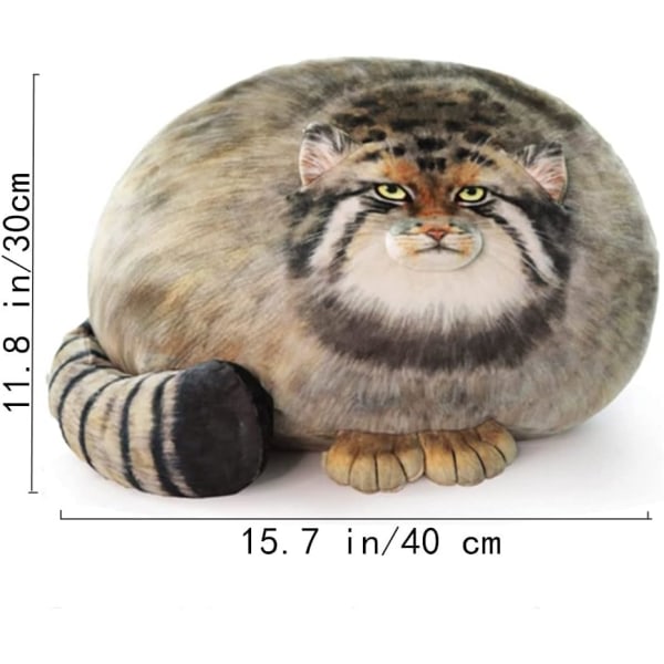 40 cm (15,7 tommer) kat plys legetøj kattepude, sød steppe kat tøjdyr