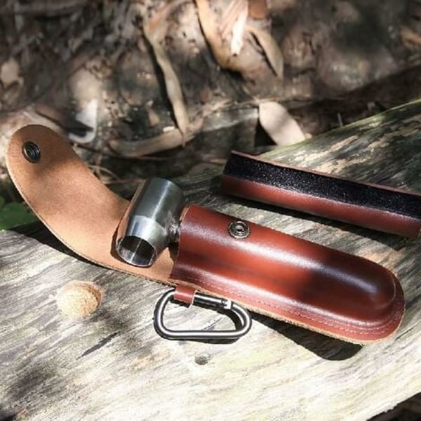 Manuell Bor, Håndsveiv for Trebearbeiding Håndsveiv med Lærfutteral for Bushcraft Settlers Trebearbeiding Nøkkel Utendørs Trebor Hull Treplugg