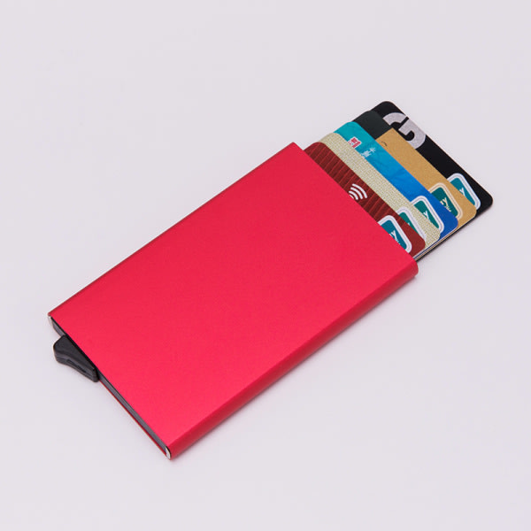 Korthållare med RFID-skydd Aluminiumfack 6 färger Röd