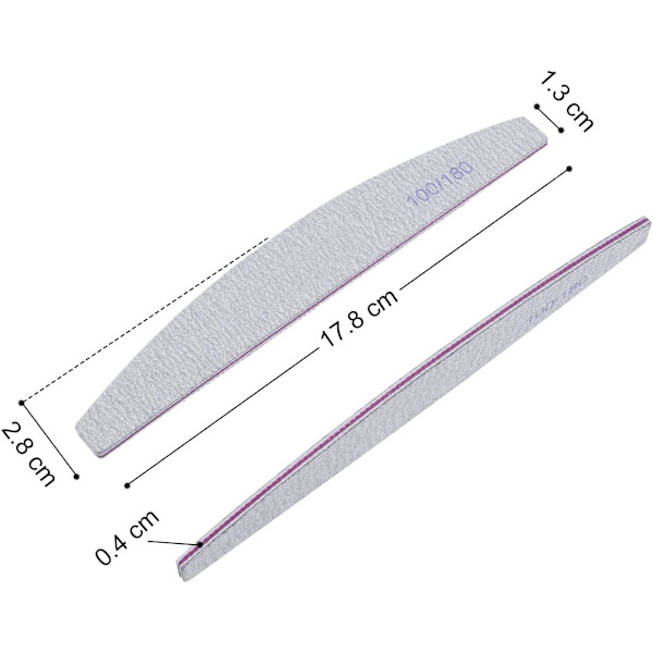 16 stk dobbeltsidede neglefiler - 100/180 grit vaskbar fil