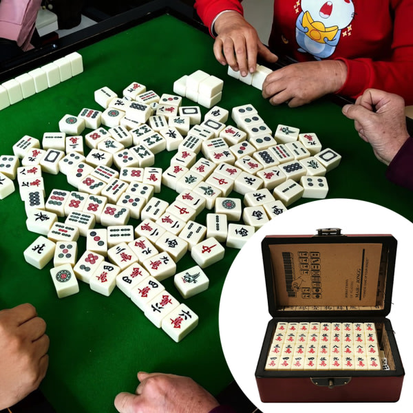Mini Travel Fritid Mahjong Med Bärväska Mind Träning Pusselspel for familiesammankomster Två farger