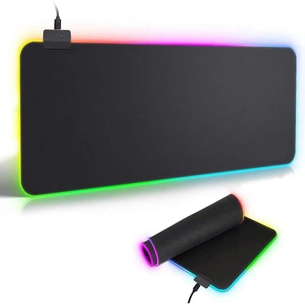 RGB Gaming Mouse Pad, LED-upplyst musmatta, halkfri