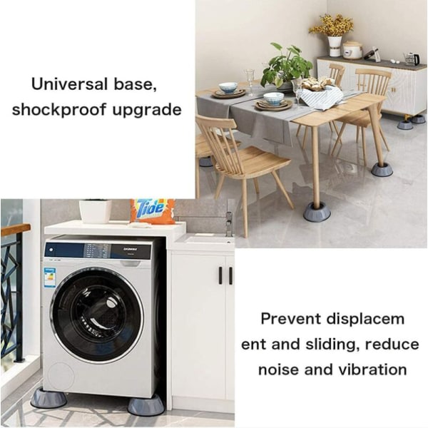 Spjæld til vaskemaskiner, 4 stk anti-vibrationsmåtter til vaskemaskiner, anti-skrid fødder til vaskemaskiner, anti-vibration gulvmåtte