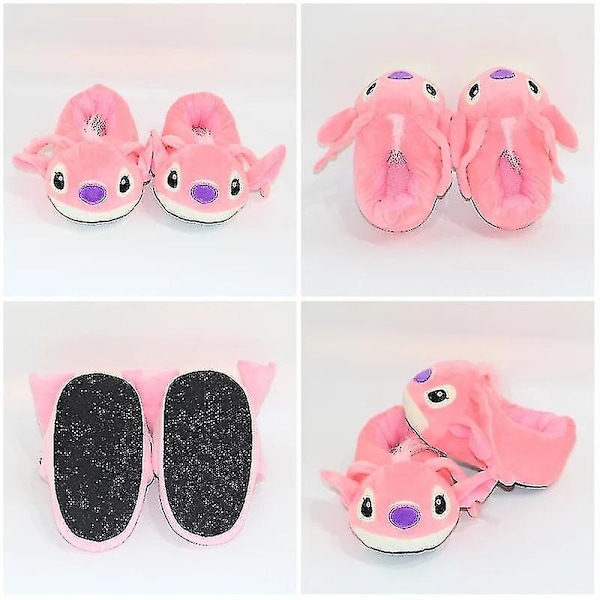 Stitch Angel Tofflor för Kvinnor och Flickor, Fluffiga och Varma Vintertofflor, Cartoon Hustomttofflor för Pojkar och Vuxna