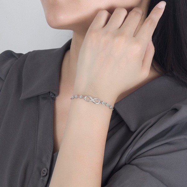 Infinity armband kvinnor silver 925, armband hjärta kvinnor, justerbart