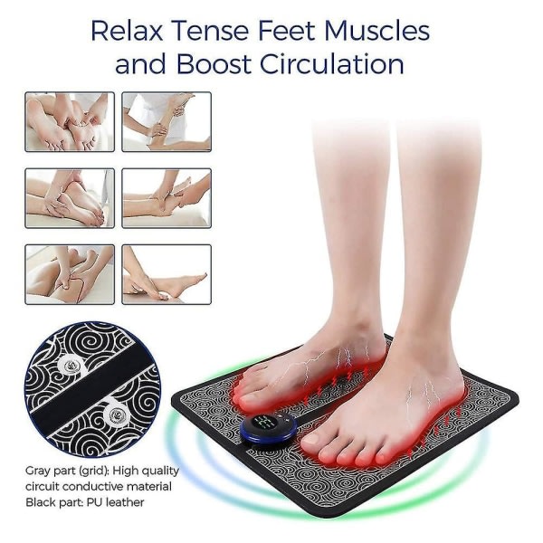 Elektrisk fodmassage Vikbar bærebar matta USB opladningsbar