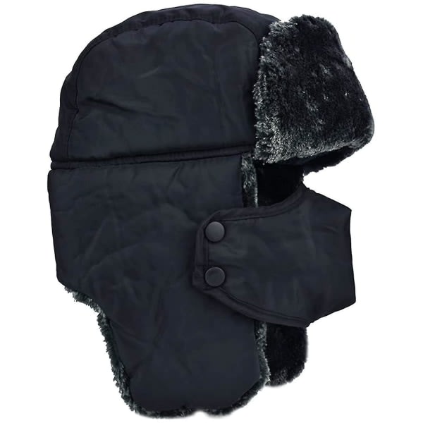 Unisex Vinter Ear Flap Trapper Bomber Hat holder varmen, mens du står på skøjter på ski eller andre udendørs aktiviteter Sort