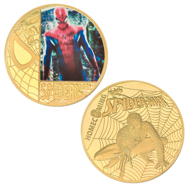 Spider-Man Coin Super Hero Anniversary Mynt Guld Metall Mynt Souvenir For Samlare Fans Samling Fem Jubileumsmynt presentaskar