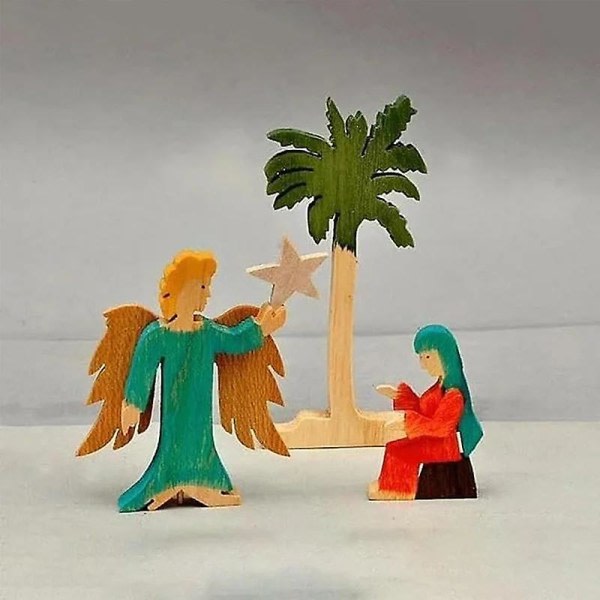 Julberättelse Unik opsætning Julkrubba i trä Presenterar Jesu födelse