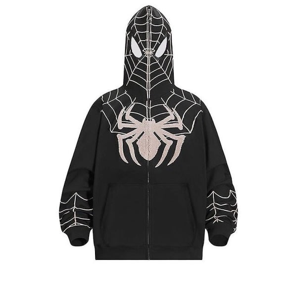 Spiderman huvtröja för män Printed huvjacka Streetwear Black M