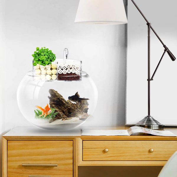 3-i-1 ekstern akvarellfilterkasse Specialdesign til rund fiskskål Multifunktionel Eco-vandrenare til fisk kan opbevares