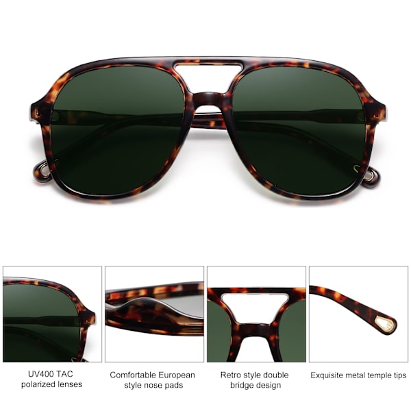Retro Square Polariserad Aviator Solglasögon Dam Herr 7