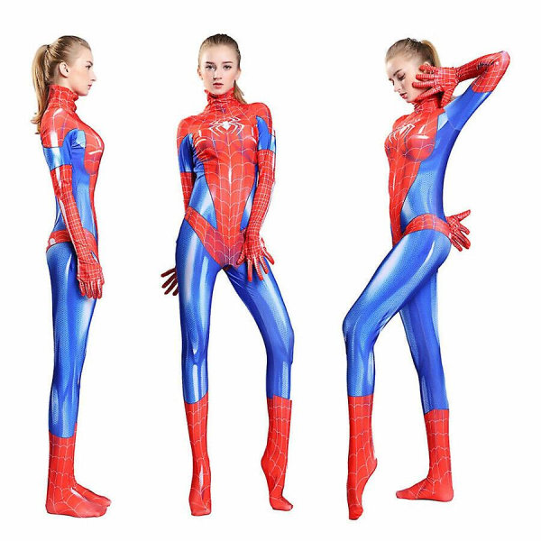 Spider Woman -haalari Cosplay-asu Spiderman Sukkahousut Bodysuit punainen XS