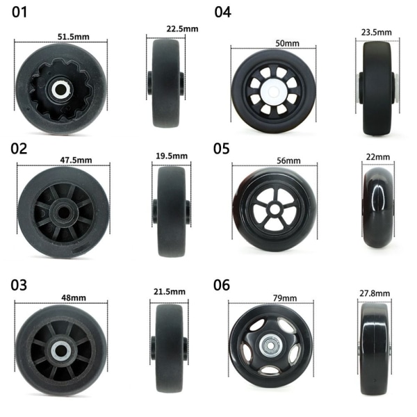 Reservehjul til kufferter Byt hjul 47,5X19,5MM 47.5x19.5mm