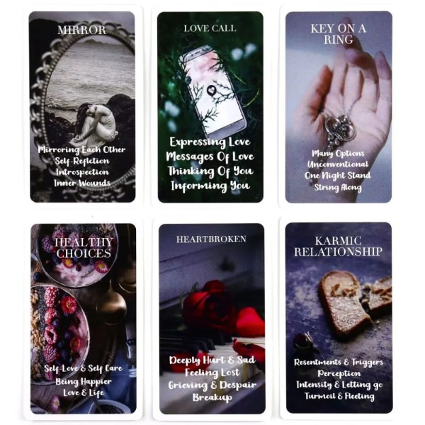 53 Kort Mystic Red Rose Oracle Deck 10,3*6cm En Situasjonslek Tarotkort Twin Flame Oracle Cards Kjærlighet Nøkkelord B