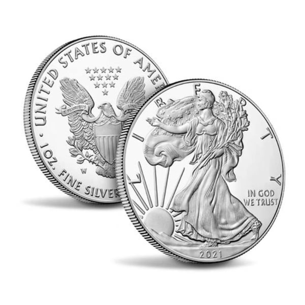 10st Första 2021 American Eagle att landa i januari Silverminnesmynt 40 mm diameter för myntsamling 10st 2011 Till 2021