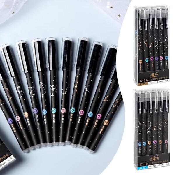 12st 0,5 mm raderbar penna svart gel bläckpennor set Skolstudenter