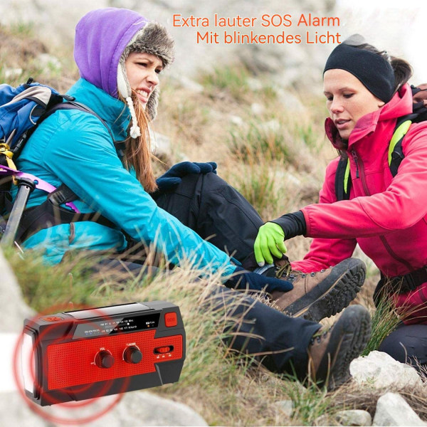 Crank Radio Emergency Portable Solar Radio med AM/FM inbyggd-