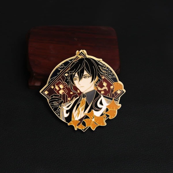 Genshin Impact Hutao Brosch Pin - Hutao Characters Cosplay Emalj Brosch rintaneula - Present för fans, naiset ja tjejer Zhongli -