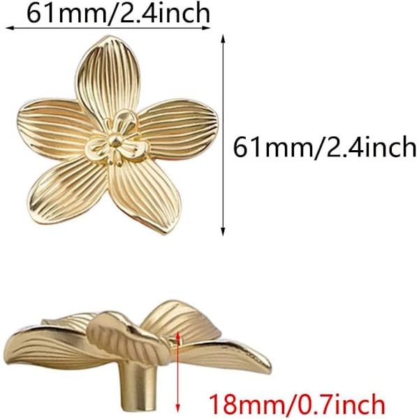 Guld lådknoppar 6 delar möbelknoppar Guld handtag för köksskåp，Lådknoppar i guldmässing Möbelhandtag för skåpdörr