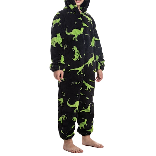 Barn Fleece En Delig Pyjamas Dragkedja Stängning Unisex Mönster Tryck Huva Onesie Sovkläder för Pojkar Flickor Typ 4 Type 4 140