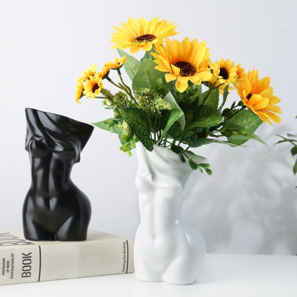 Unika keramikvaser Vaser i människokroppsform Bærbara blomsterarrangemang Konstverk utan konstgjord blomma Brun