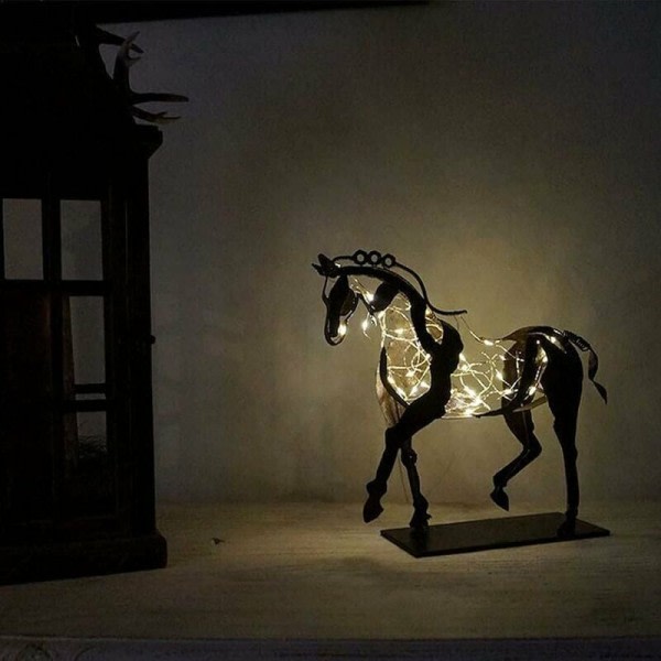 Metal Horse Skulptur Adonis Ornament Dekoration, 3D Håndlaget Ope