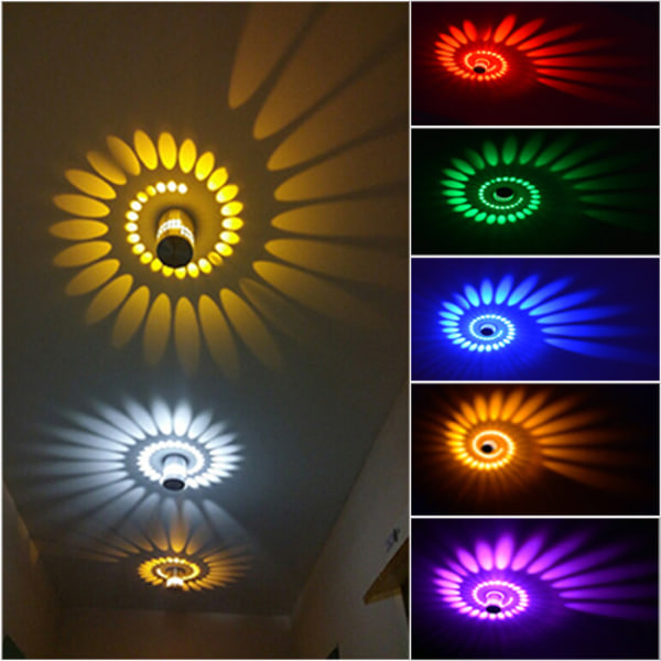 Spiral LED vegglampe med fjernkontroll, innendørs dekor