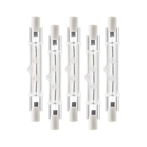 5-pak R7s 118mm 300w 230v, R7s halogenlinær glødepære, dimbar halogenlampe for byggearbeid
