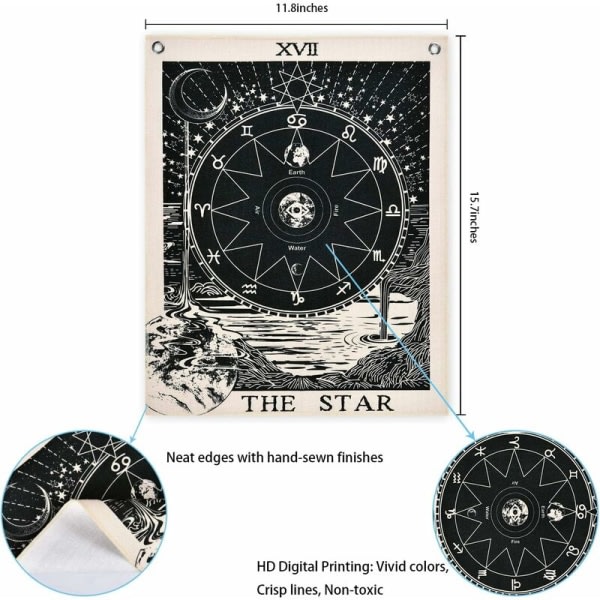 3-pack Tarot tapet Sun Moon Star Tarot tapet med rostiga ögon sömlösa naglar