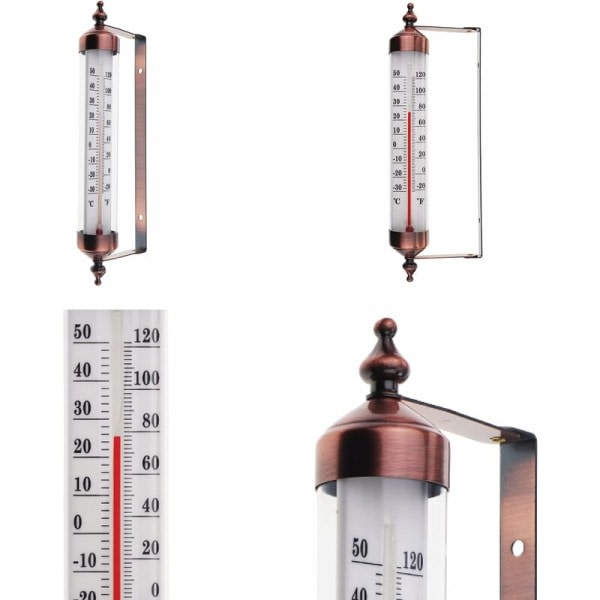 Utetermometer med måleanordning, elegant trädgårdstermometer for veksthuset, lett å henge