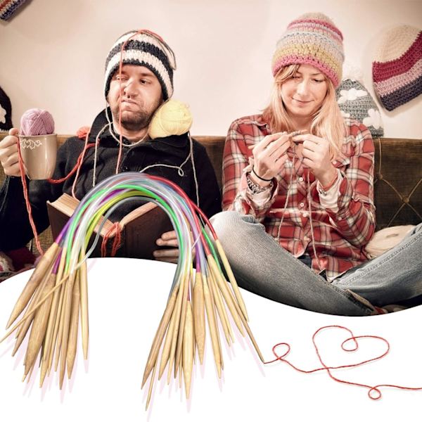 Bambu Stickor, Set med Längd 24/31,5/47 tum, 18 Storlekar: 2-10 mm