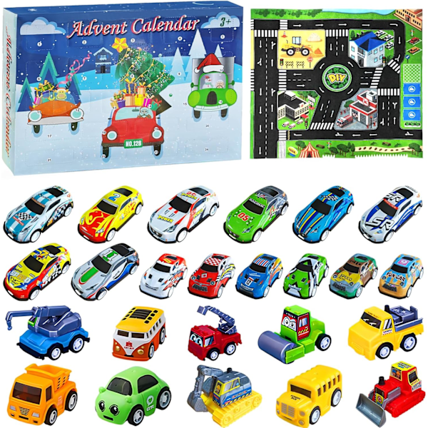 Children's advent calendar 2024, car toy advent calendar, 24 day countdown calendar for boys girls, Christmas calendar gift children from 3 years