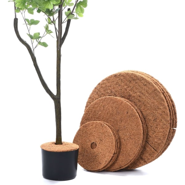 Cocos Fiber Mulch Ring Matta 15 tum, 5-pack Coco Coir Tree Protector Cover för inomhus utomhus krukväxter