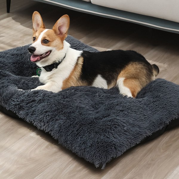 Plysch rektangelmatta for husdjur Bekväm andas mjuk matta for hundar Kattungar ljusgrå M