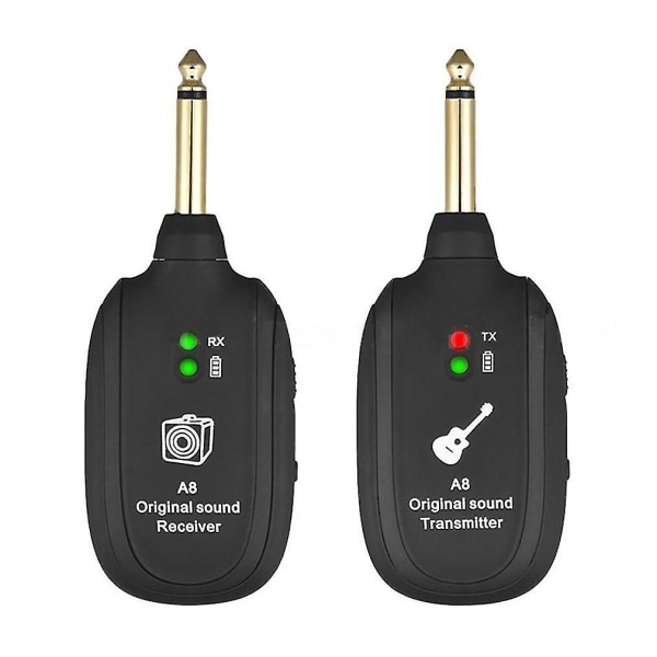 Trådløst gitarroverføringssystem Elektrisk gitar Trådløs pickup Trådløs sender/mottaker A8 Gitar Trådløs mottaker