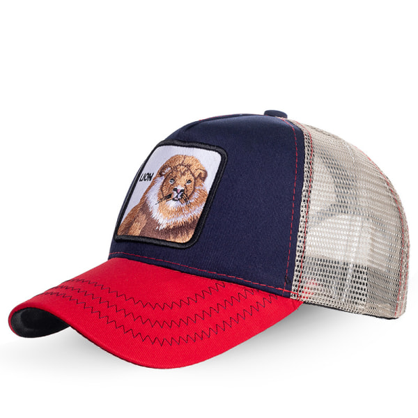 Mesh djurbroderad hattu Snapback-hatt Lejonrö lion red