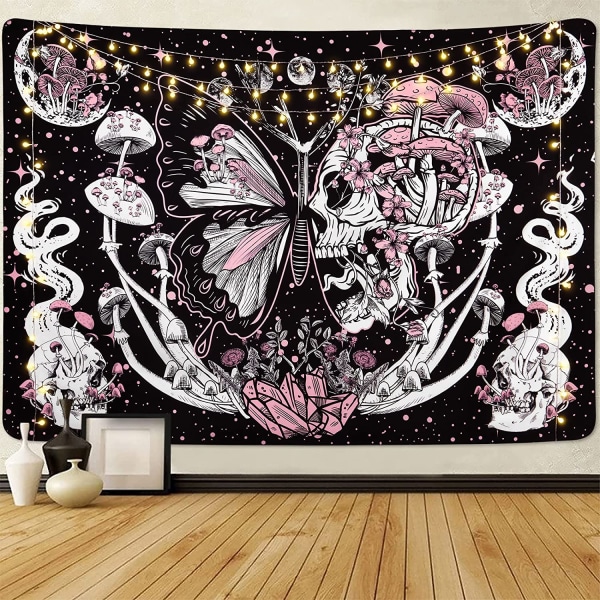 Skull Hippie Mushroom Tapestry 51,2 x 59,1 tommer