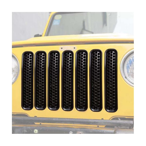 Honeycomb Mesh Front Grill Inserts Kit for 1997-2006 Wrangler TJ & Unlimited (7PCS)