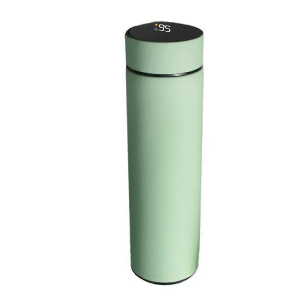 Vattenflaska med LED lämpötilanäyttö, dubbelväggig vakuumisolerad vattenflaska matt oranssi ljusgrön