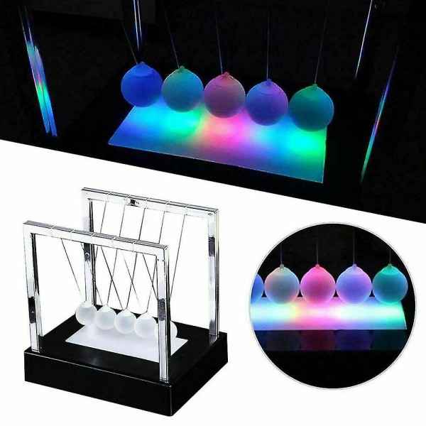 Newtons Led Light Up Ball Kinetic Energy Cradle Hem Vetenskap Leksaker Spel Present