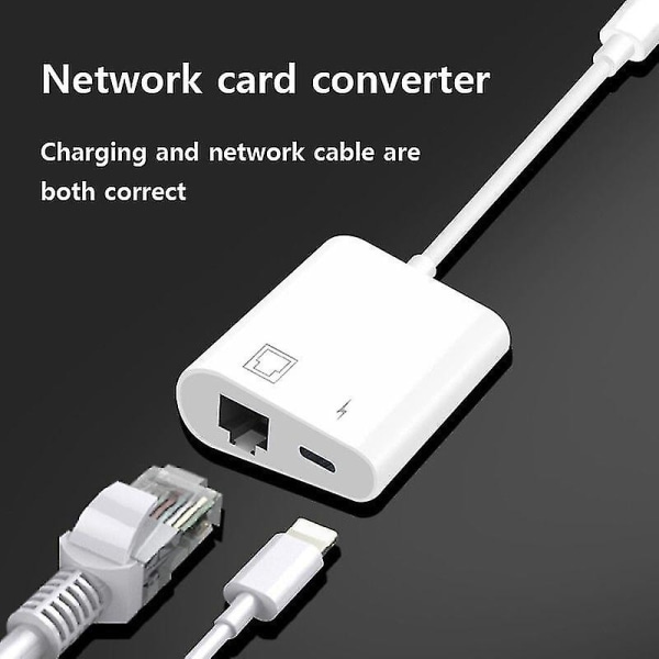 Lightning - Rj45 Ethernet Lan -verkkosovitin latausportilla Iphonelle, iPadille 100 Mbps
