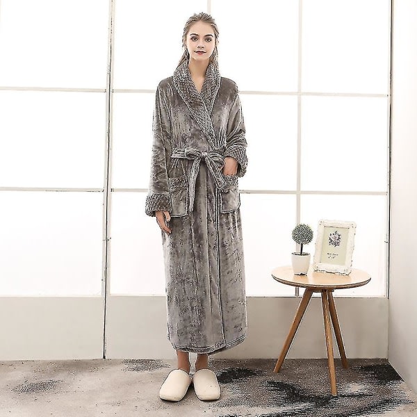 Mens Flannel Robes Winter Thick Kimono Nightgowns Plus Size Autumn Patchwork Fleece Long Robes Dressing Gown Nightwear_ai 7 XL